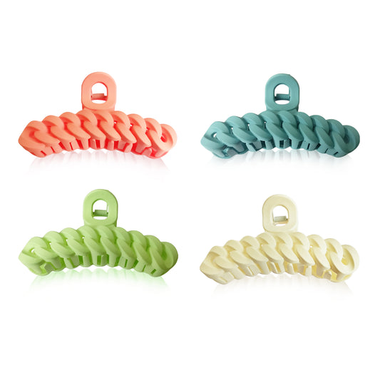 SANAS (4 Pcs) Chain Design Big Hair Claw Hair Accessories for Women (4 Pcs)