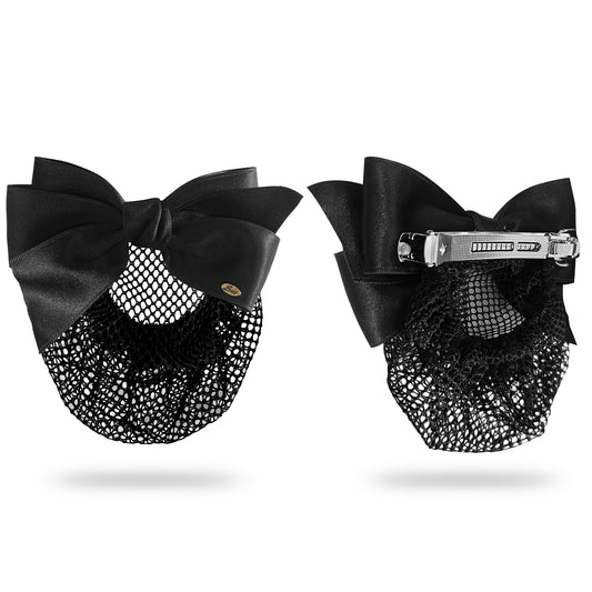 Sanas Hair Clip Juda Net For Women Black Bow- Golden Love Tag (1Pc)