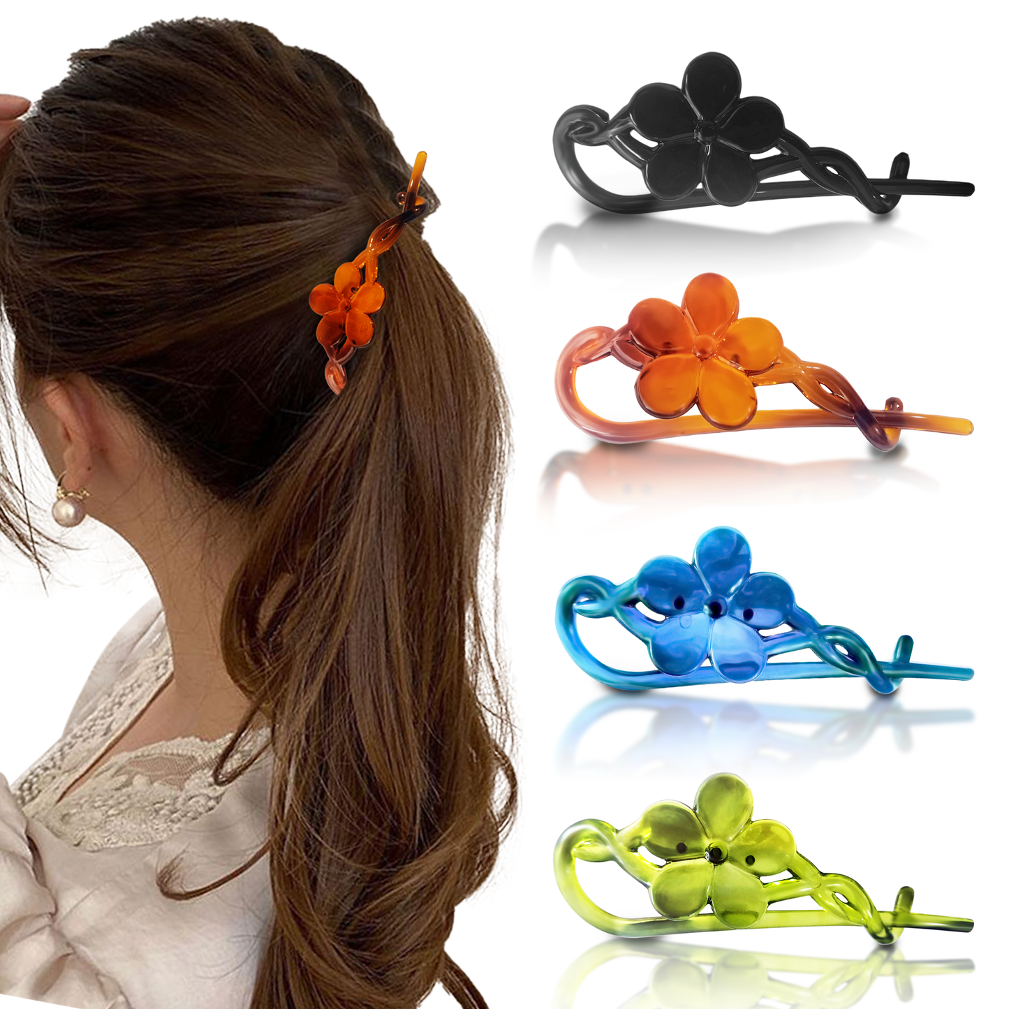 Sanas Flower Twisted Hair Clip - 4Pcs