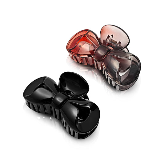 Sanas (2Pcs) Hair Clips For Girls Bow Hair Clips For Women Stylish Clutchers For Hair Claw Clips For Women Aesthetic Fashion Accessories For Girls Teenage Cute Accessories (Black & Dual Tone) (2Pcs)