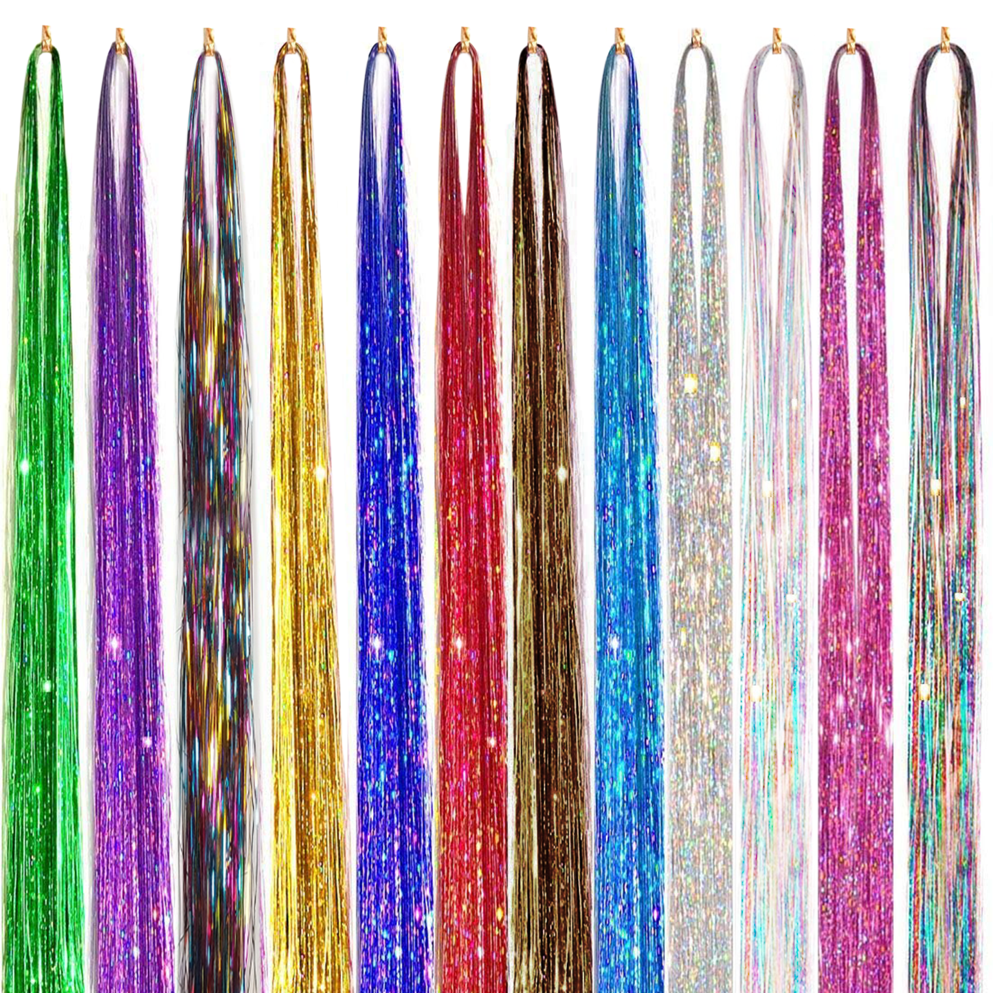 Sanas Glitter Hair Extensions Tinsel - 12Pcs