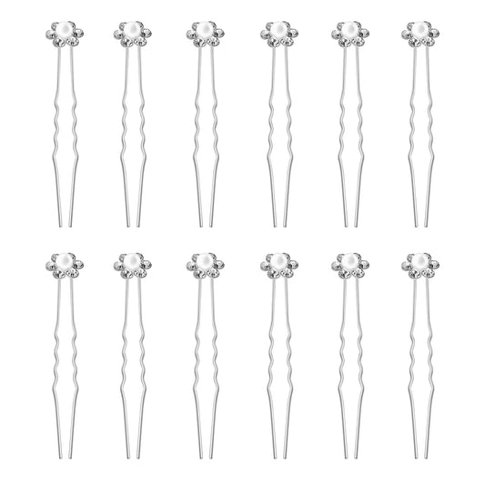 Sanas Pearl Juda Pin Set – CR Silver Bun & Updo Hair Accessories – 12 Pcs