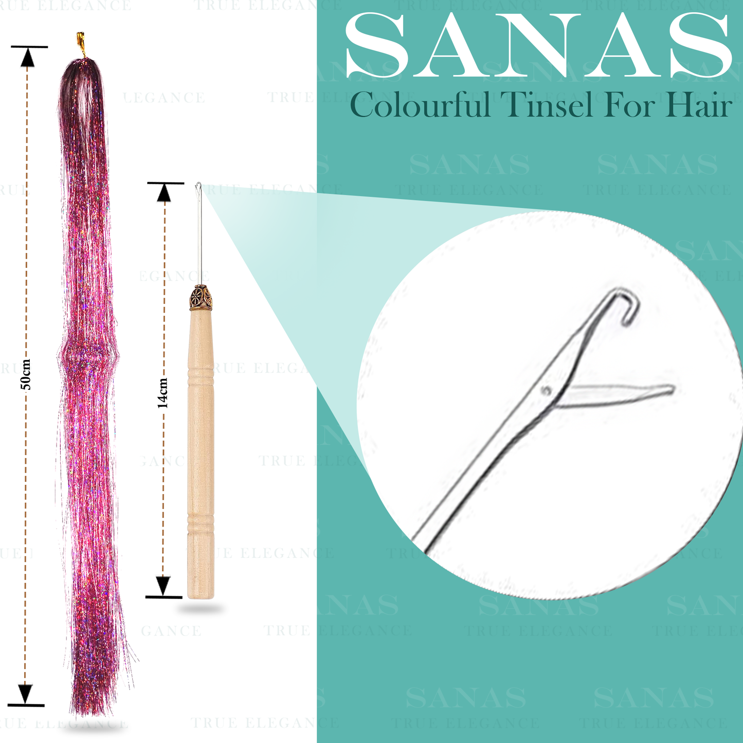 Sanas Glitter Hair Extensions Tinsel - 12Pcs