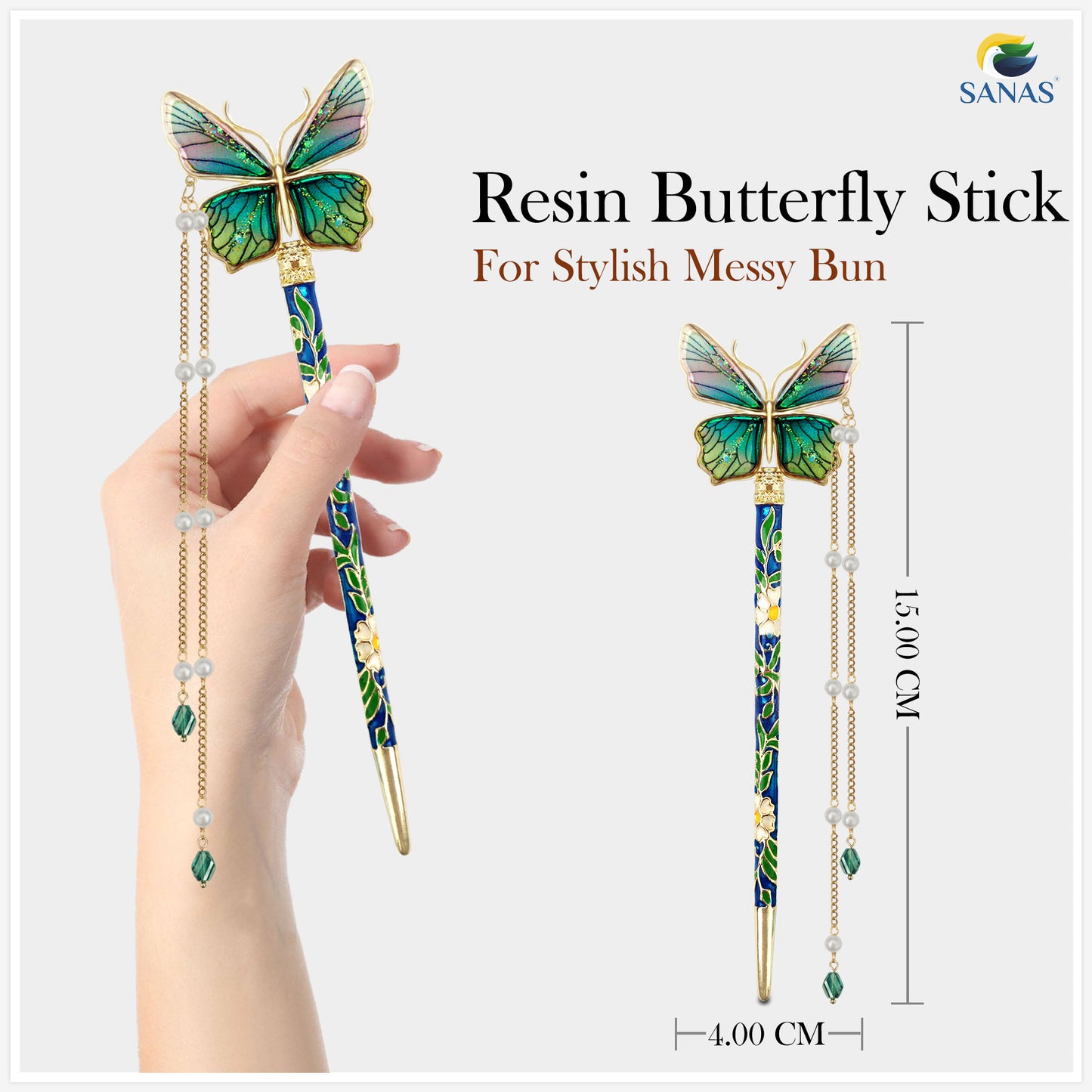 Sanas Resin Butterfly Juda Hair Stick - 1Pc