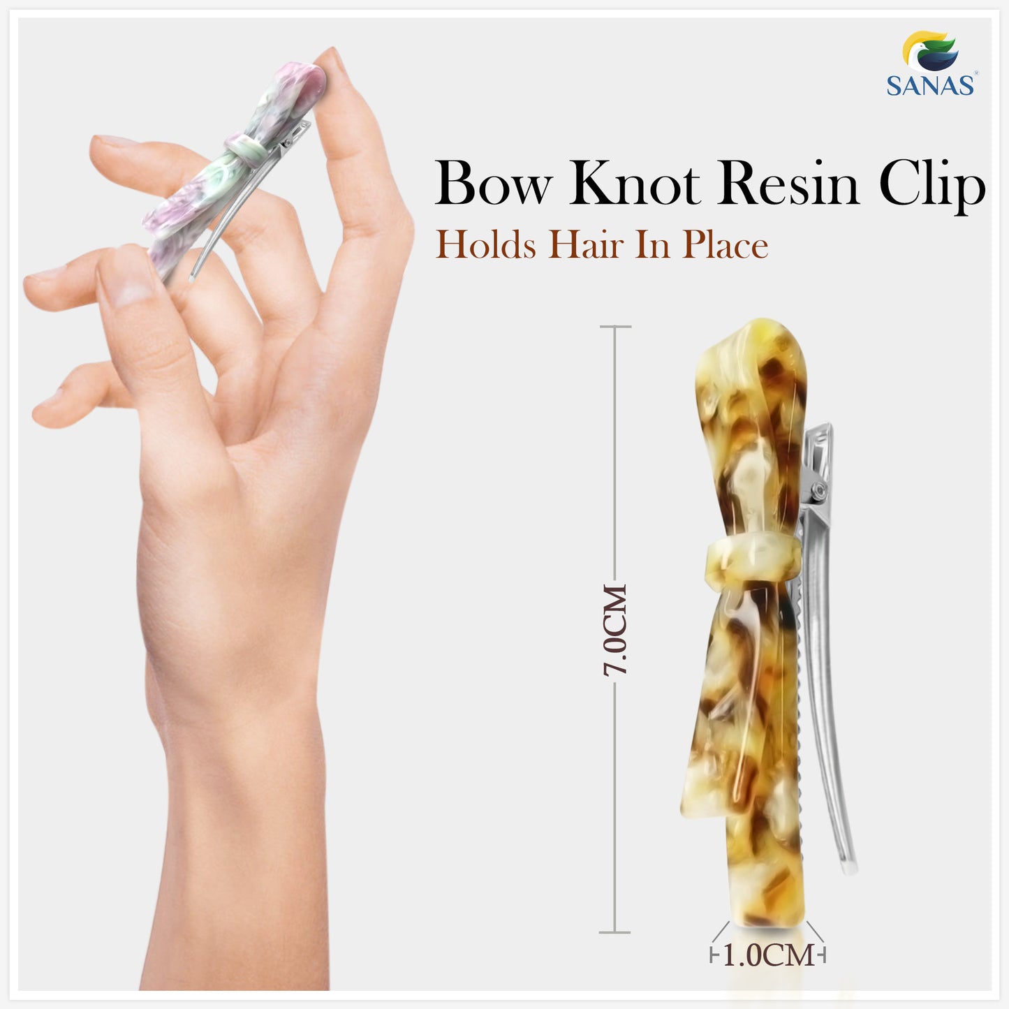 Sanas Resin Bow Knot Hair Clip Set 3Pcs