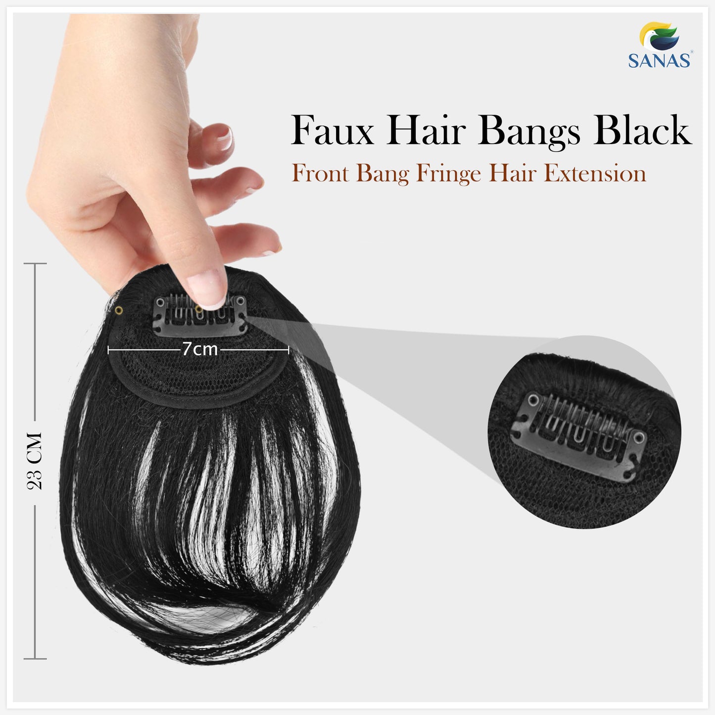 Sanas Black Clip In Bangs - 1Pc