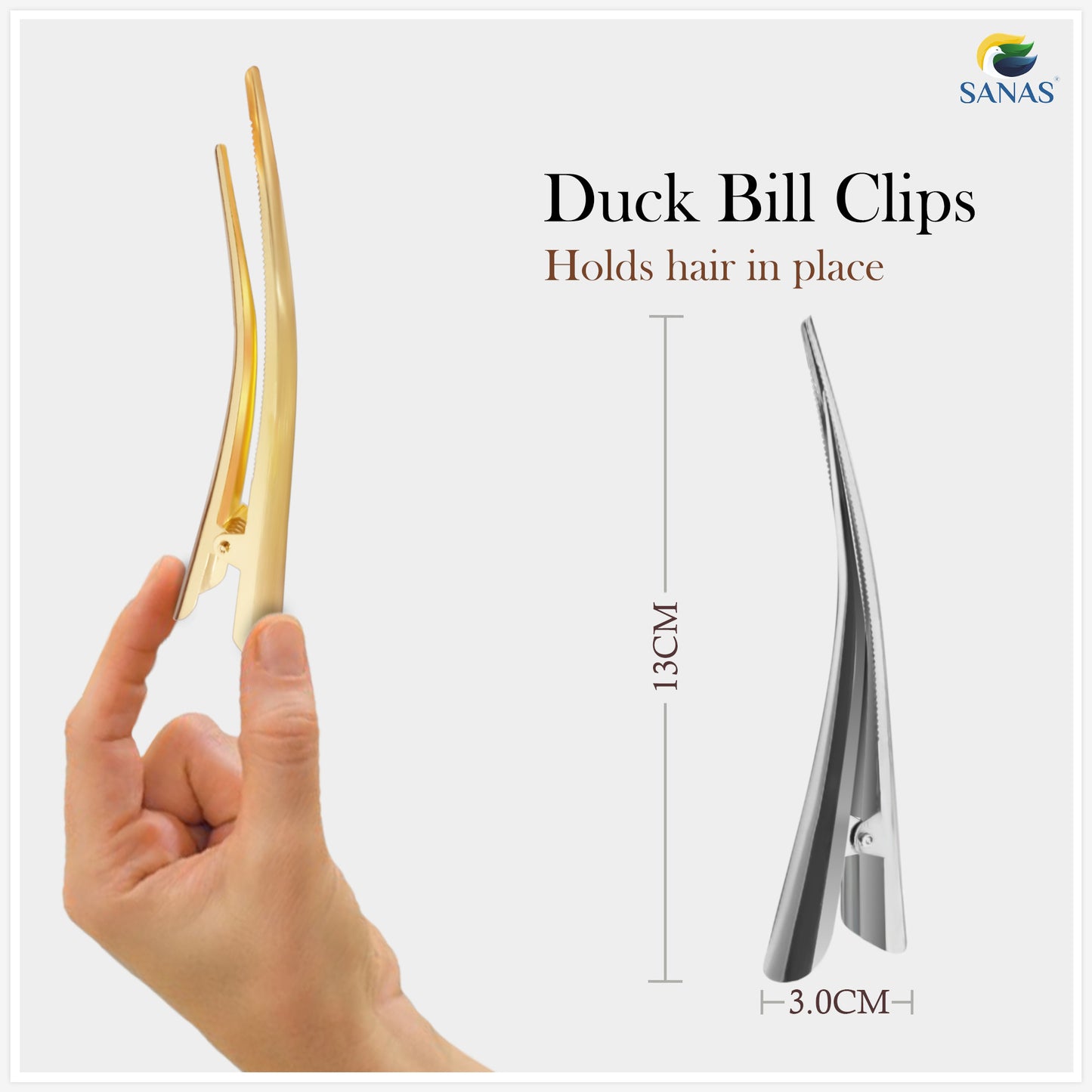 Sanas Metal Duck Bill Hair Clip - 2Pcs