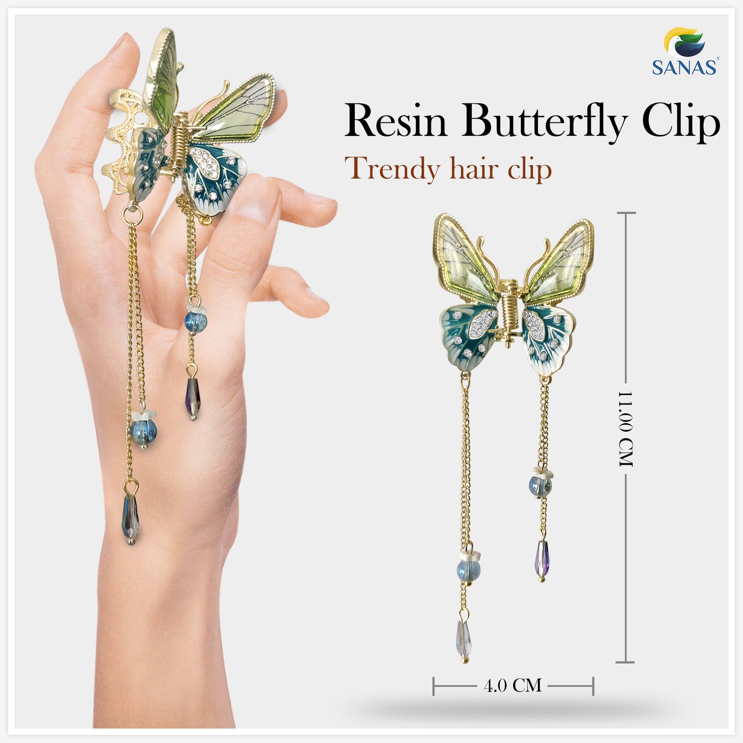 Sanas Resin Butterfly Hair Clip - 1Pc