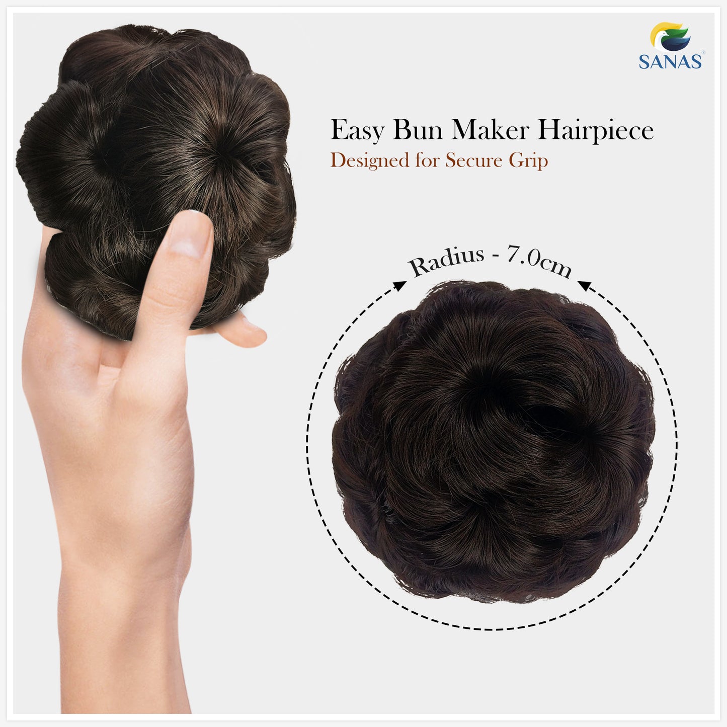Sanas Brown Bun Clip Hair Extension - 1Pc