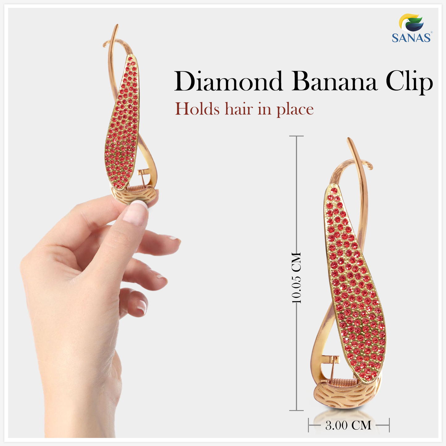Red Diamond Banana Hair Clip
