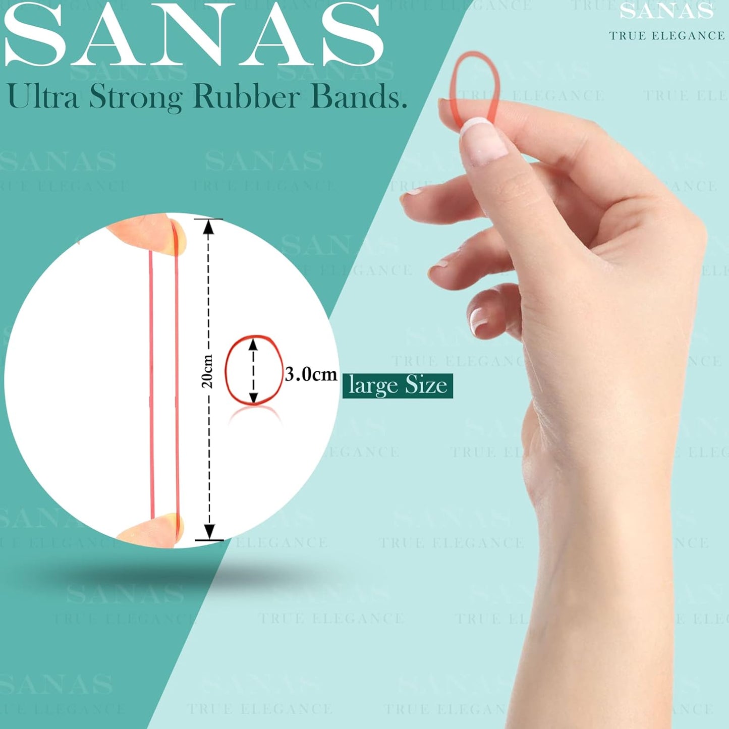 Sanas Medium Elastic Rubber Bands - 1100Pcs (Glossy)