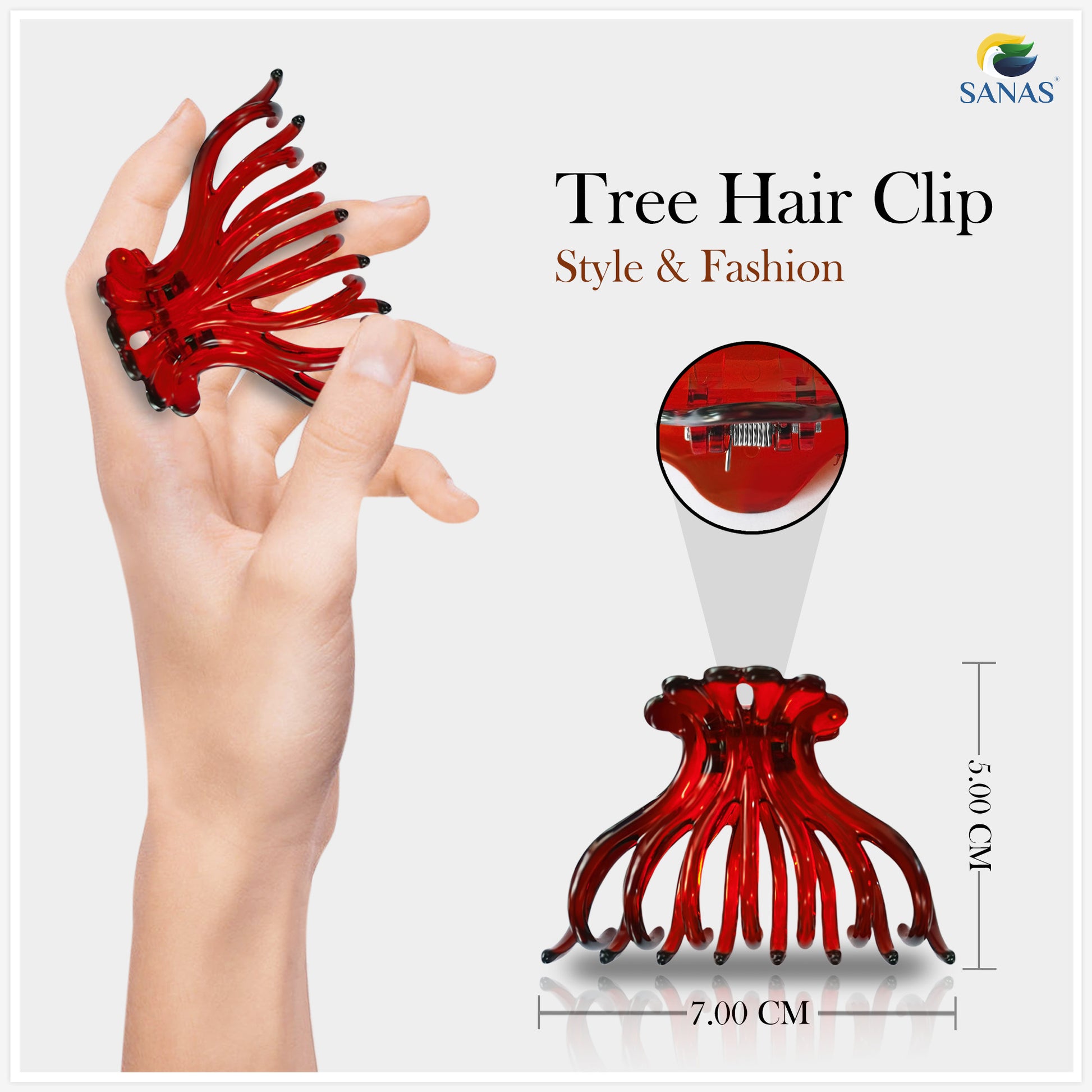 Multicolor Big Acrylic Tree Hair Clip