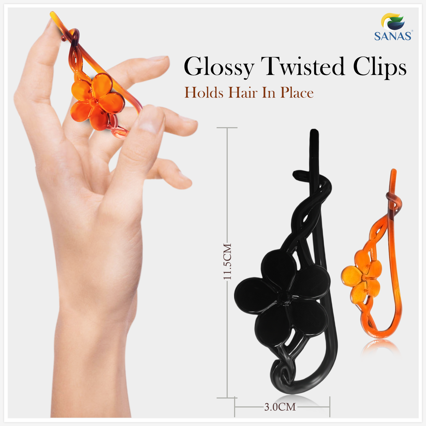 Sanas Flower Twisted Hair Clip - 4Pcs