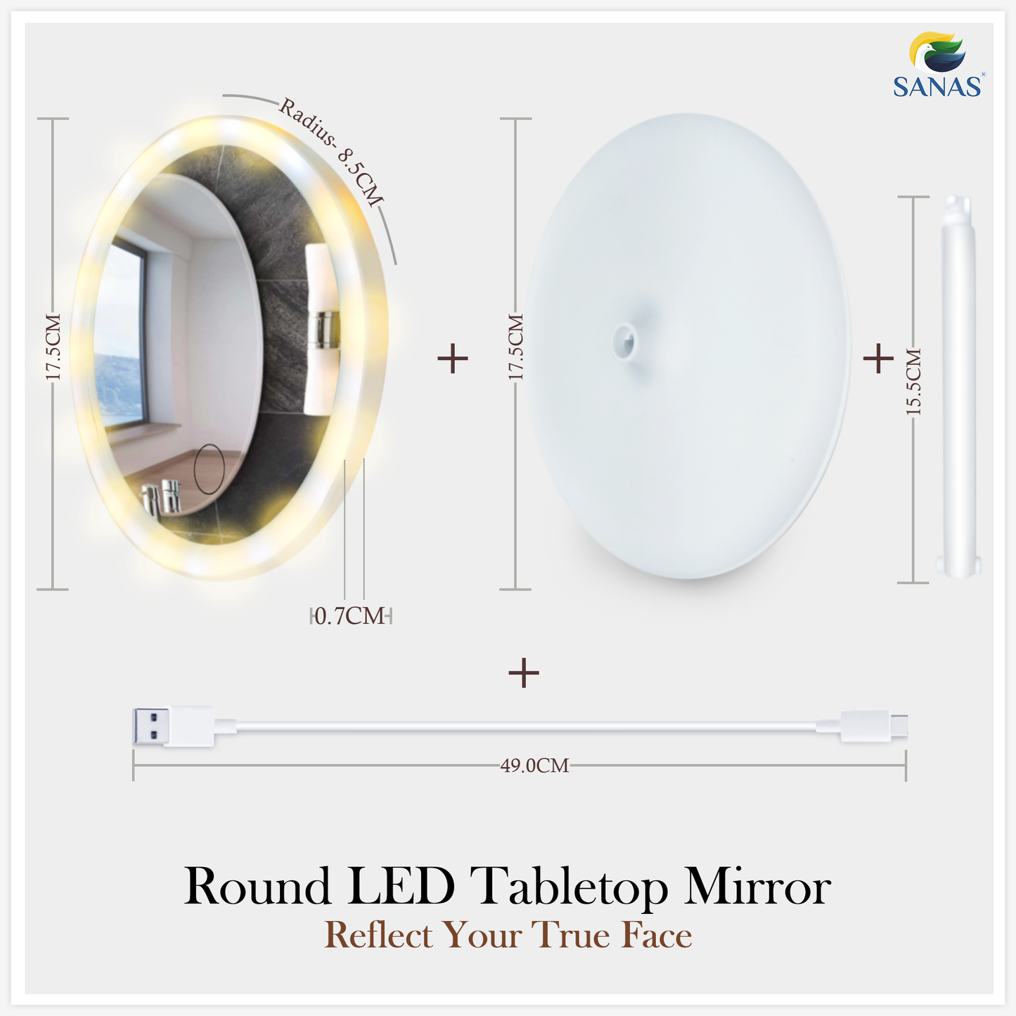 Sanas Table LED Makeup Mirror - 1Pc