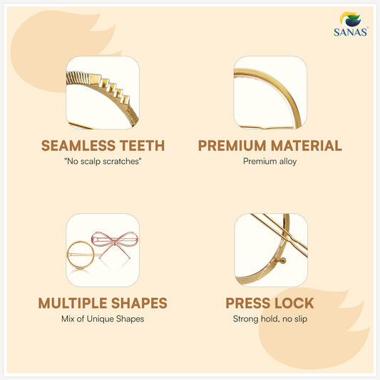 Sanas Hollow Pins Multi-Shape Hair Accessories - 12Pcs