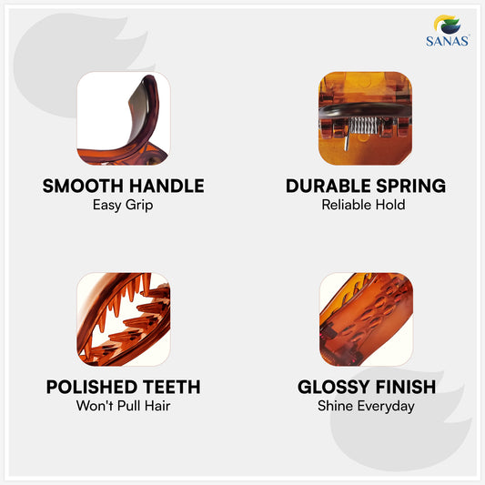 SANAS (2 Pcs) Small Hair Clip 4T Brown Hair Accessories for Women and Girls (2 Pcs)