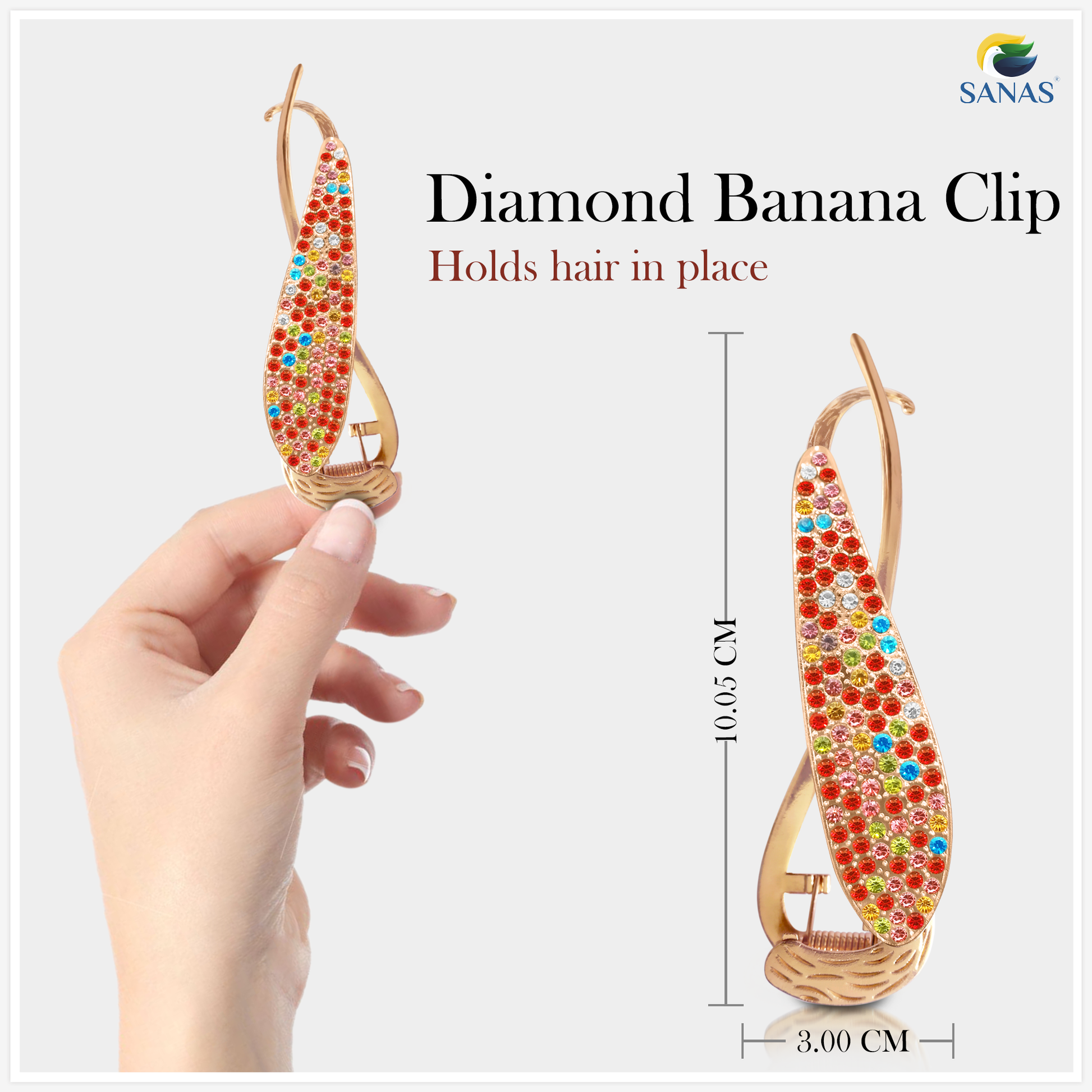 Multicolour Diamond Banana Hair Clip