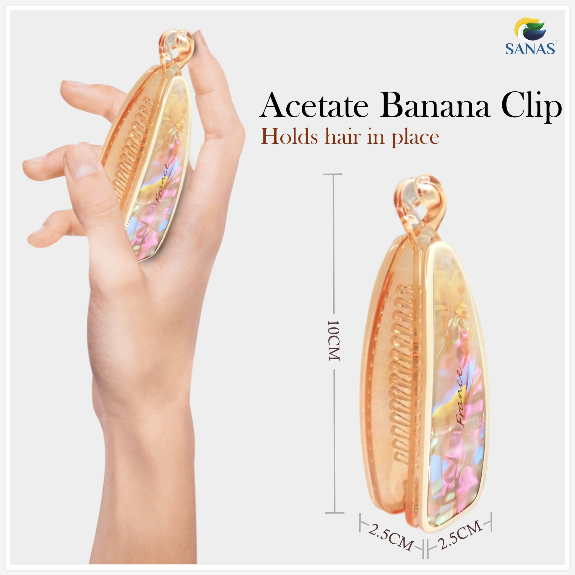 Cellulose Acetate Banana Hair Clip