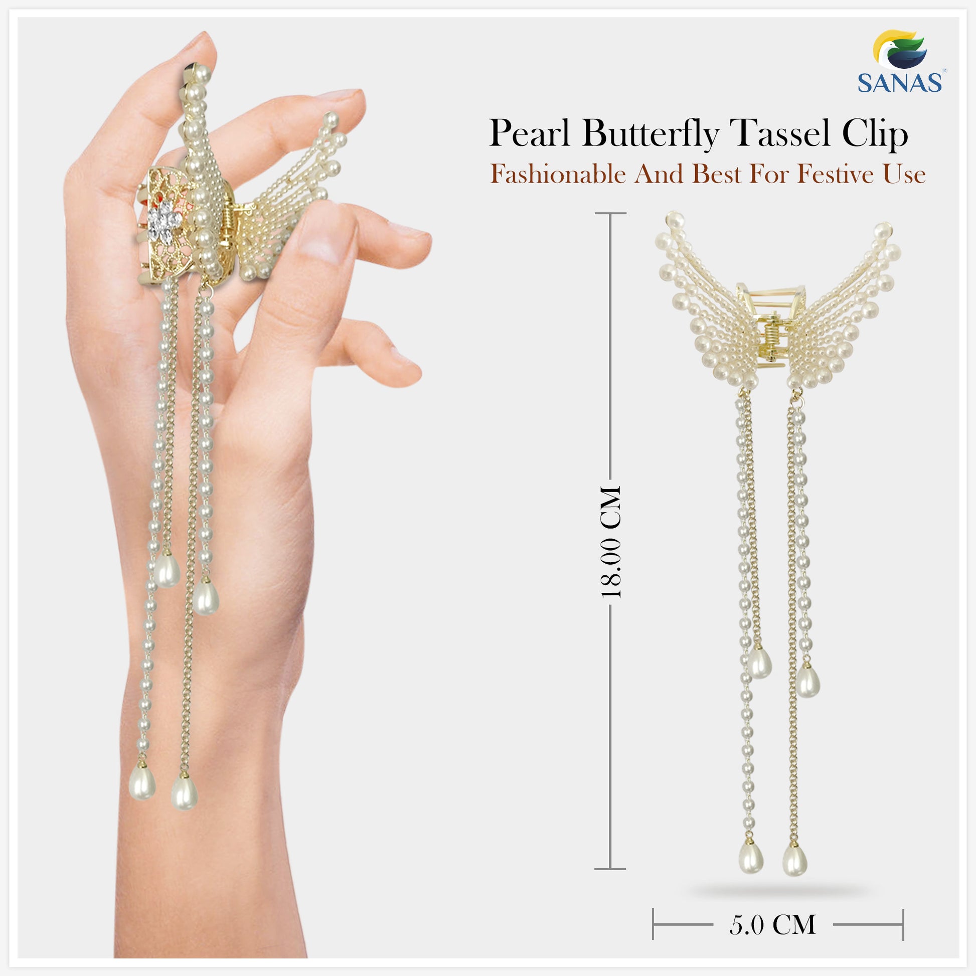 Pearl Tassel Butterfly Hair Clip