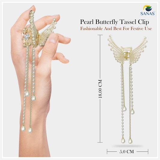 Pearl Tassel Butterfly Hair Clip