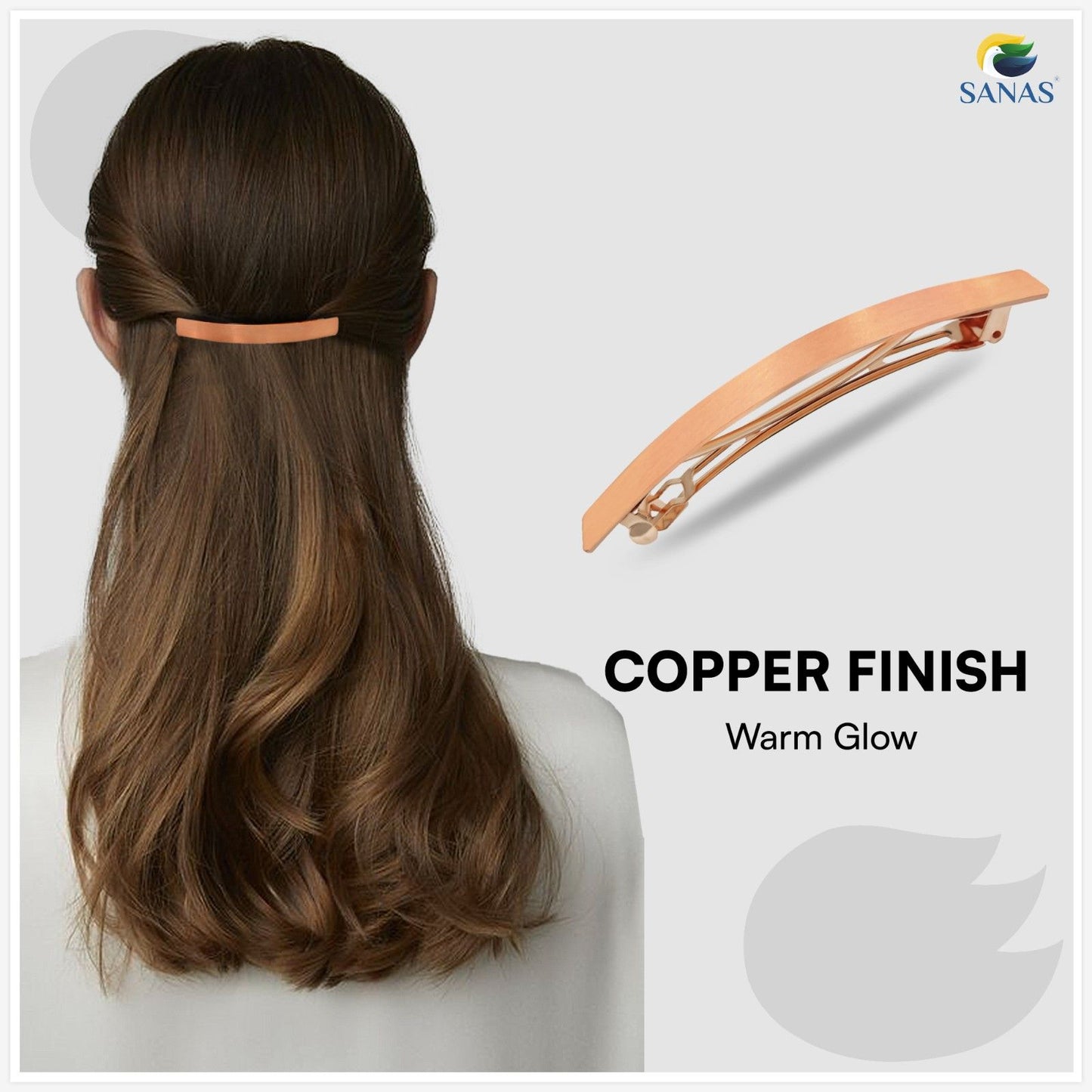 SANAS (1 Pc) Metal Copper Hair Clip Hair Accessories for Women and Girls (1 Pc)