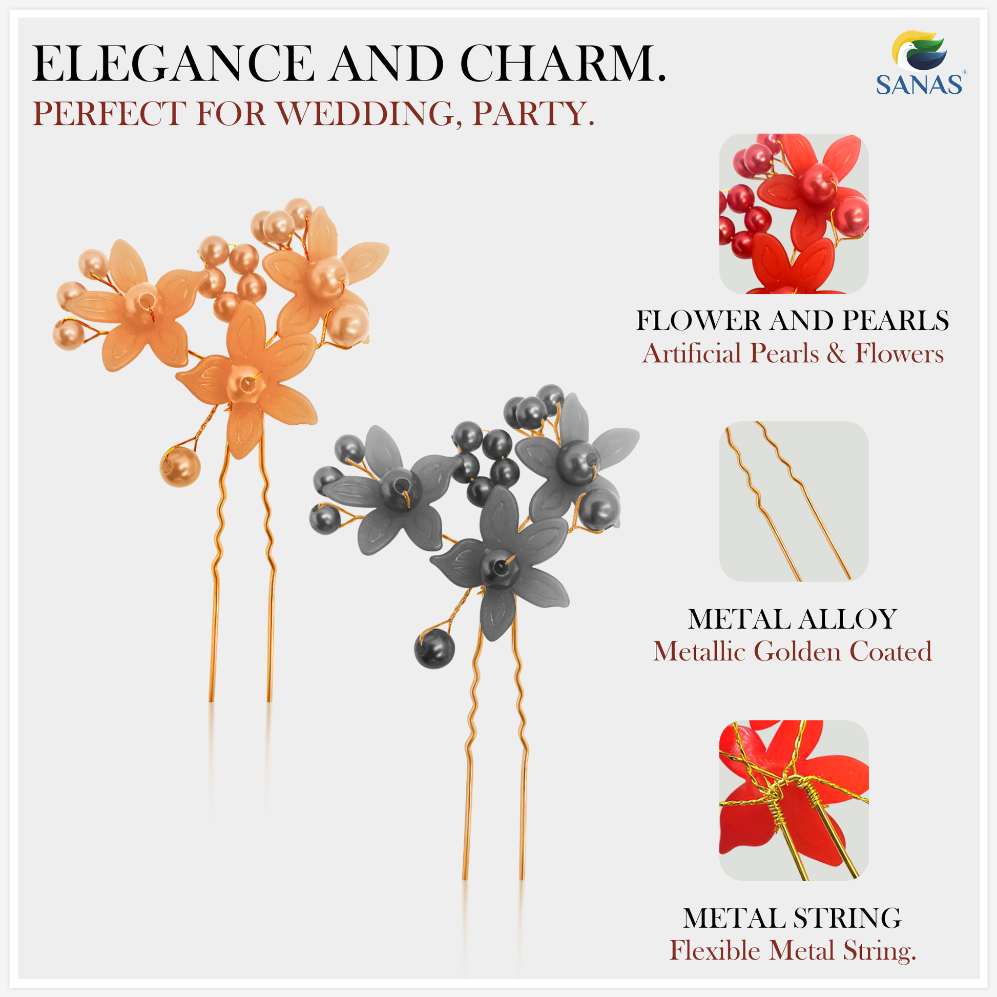 Colorful Flower Hair Juda Pins