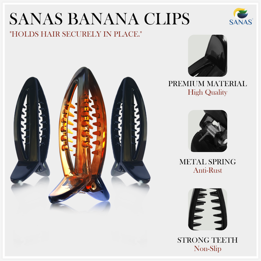 Sanas Korean Hair Accessories Banana Clips - 6Pcs