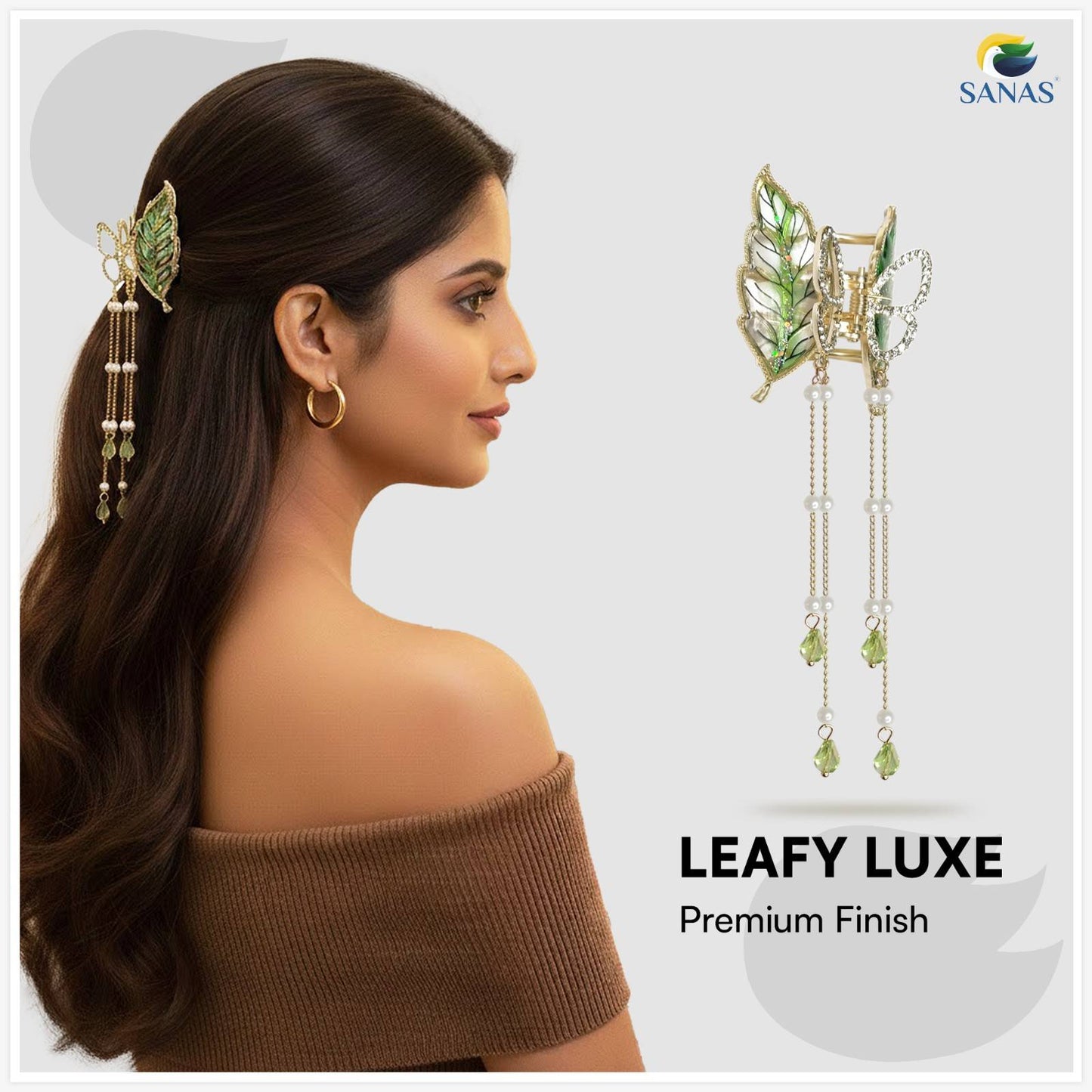 SANAS (1 Pc) Butterfly Beads Tassel Hair Clip Resin Hair Accessories for Women and Girls (1 Pc)