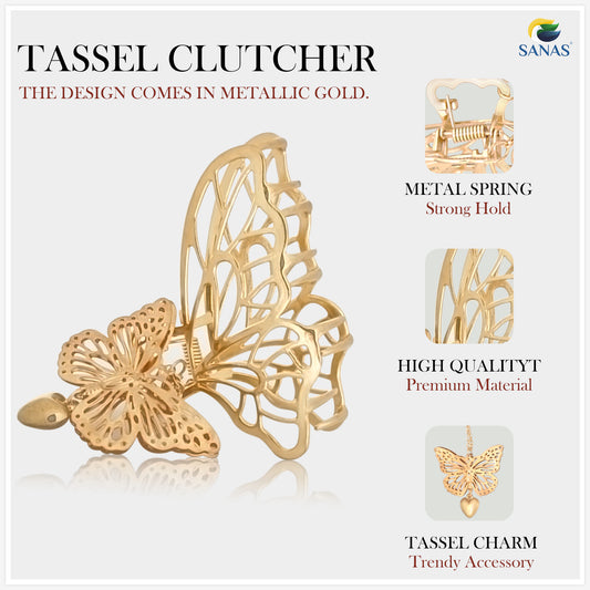 Sanas Metal Butterfly with Tassel - 2Pcs