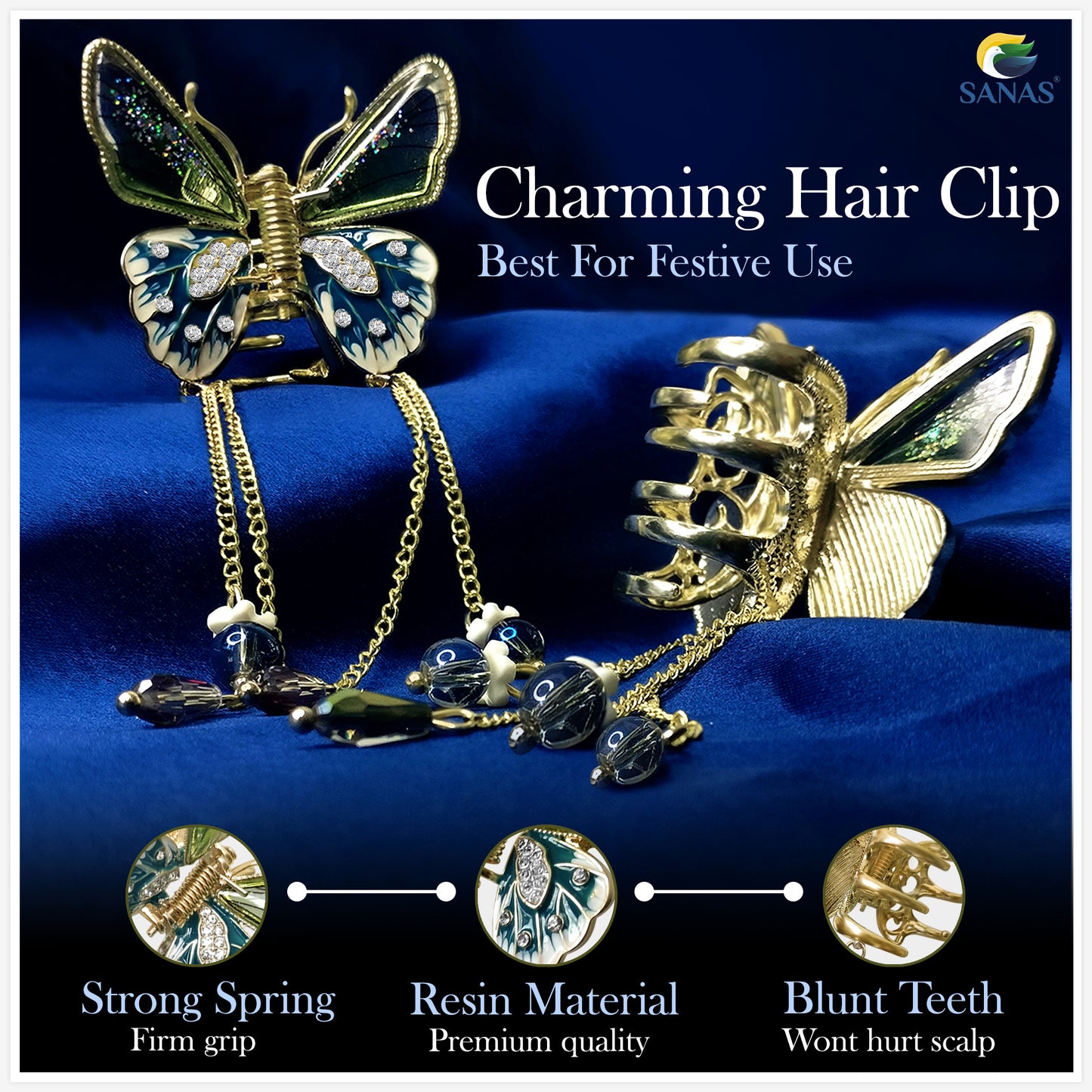 Sanas Resin Butterfly Hair Clip - 1Pc