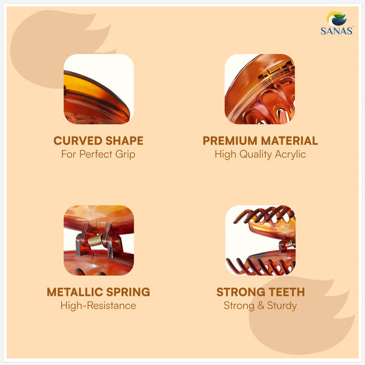 SANAS (2 Pcs) Big Clip Jumbo Hair Clips Hair Accessories for Women (2 Pcs)