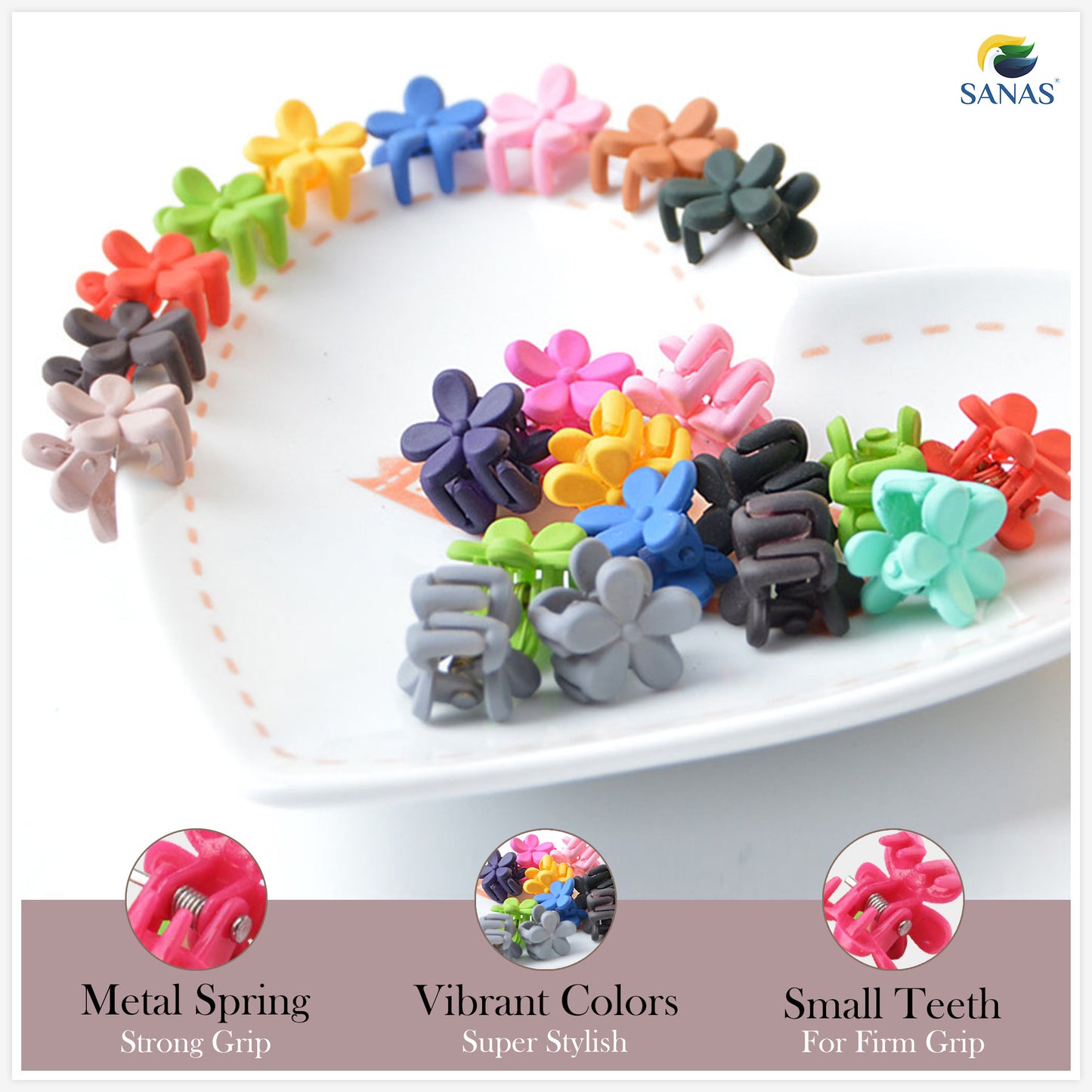 Sanas Mini Flower Small Clips - 30 Pcs