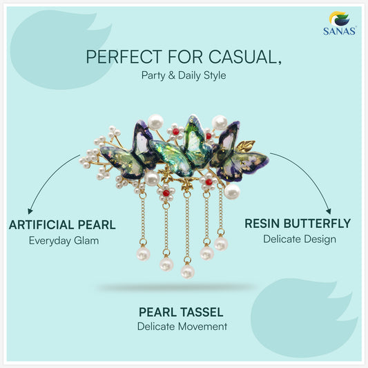 SANAS (1 Pc) Resin Butterfly Hair Clip Hair Accessories for Women and Girls (1 Pc)