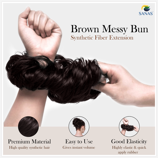Sanas Rubber Bands Hair Bun Extension Brown - 1Pc