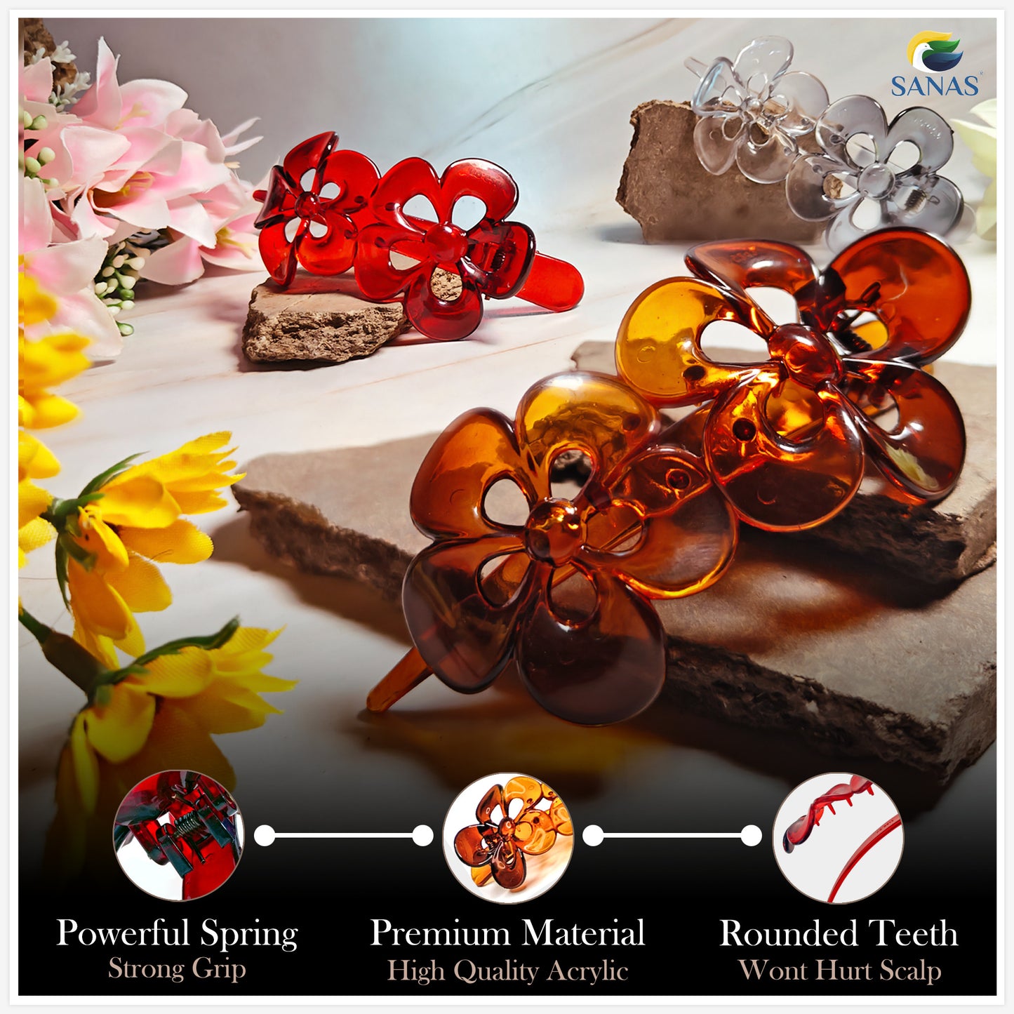 Sanas Korean Hair Clutchers For Women - 4Pcs