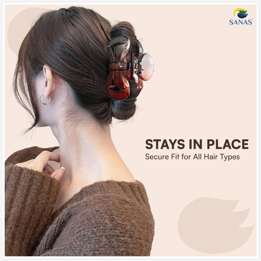 Sanas (2Pcs) Hair Clips For Girls Bow Hair Clips For Women Stylish Clutchers For Hair Claw Clips For Women Aesthetic Fashion Accessories For Girls Teenage Cute Accessories (Black & Dual Tone) (2Pcs)