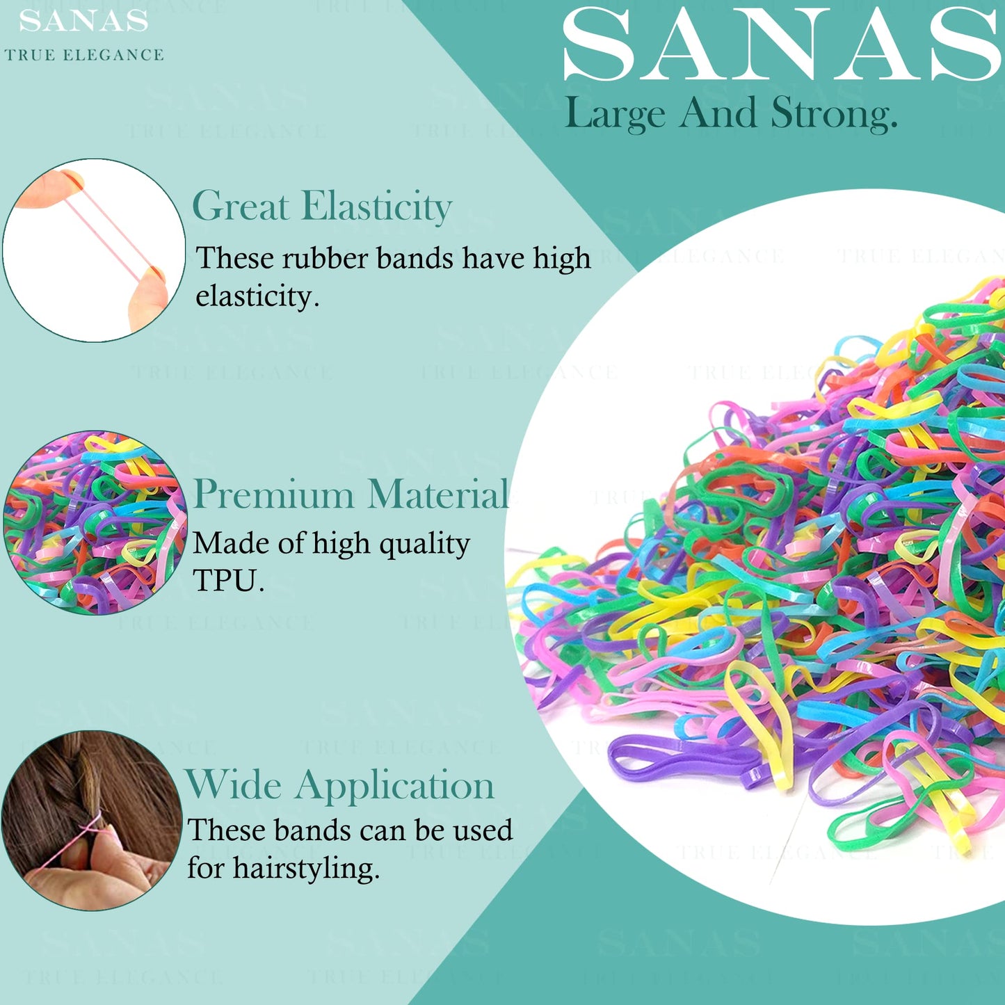 Sanas Medium Elastic Rubber Bands - 1100Pcs