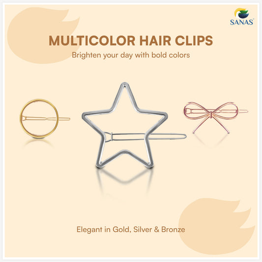 Sanas Hollow Pins Multi-Shape Hair Accessories - 12Pcs