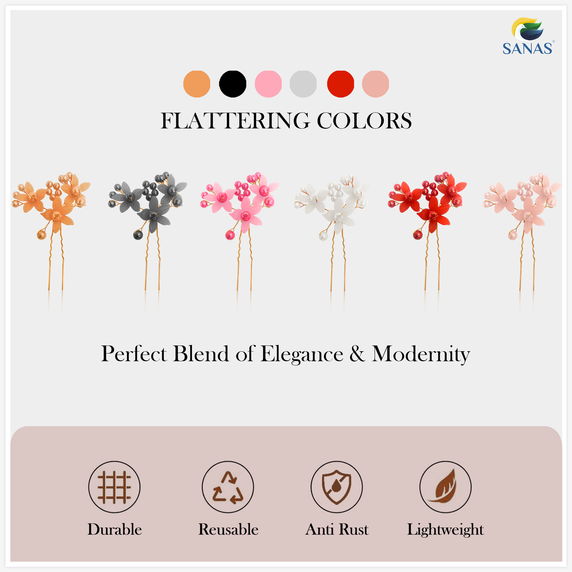 Colorful Flower Hair Juda Pins