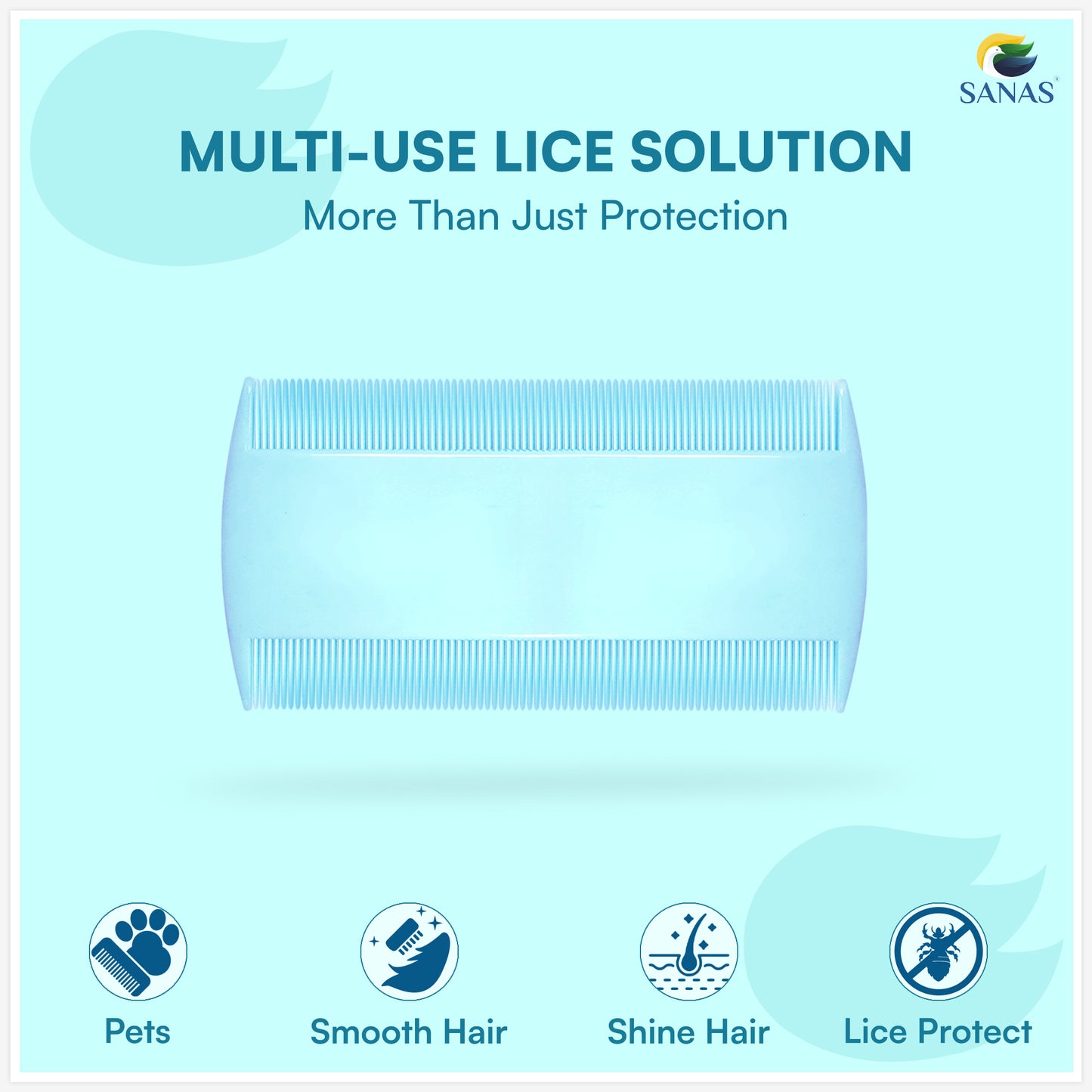 Sanas Fine Teeth Lice Removal Hair Comb - 3Pcs