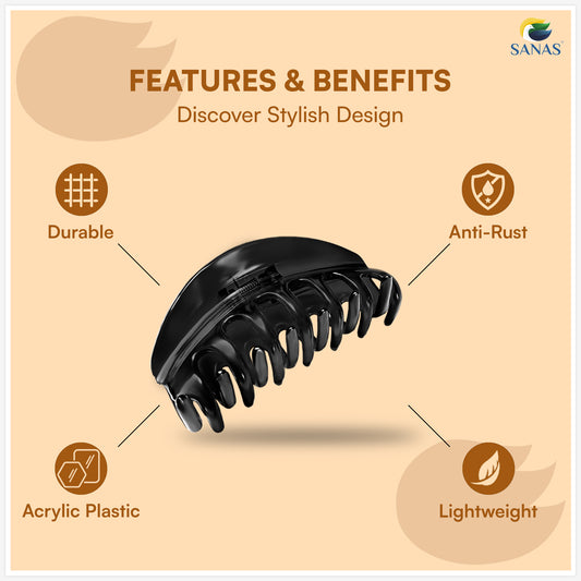 SANAS (2 Pcs) Big Clip Jumbo Hair Clips Hair Accessories for Women (2 Pcs)