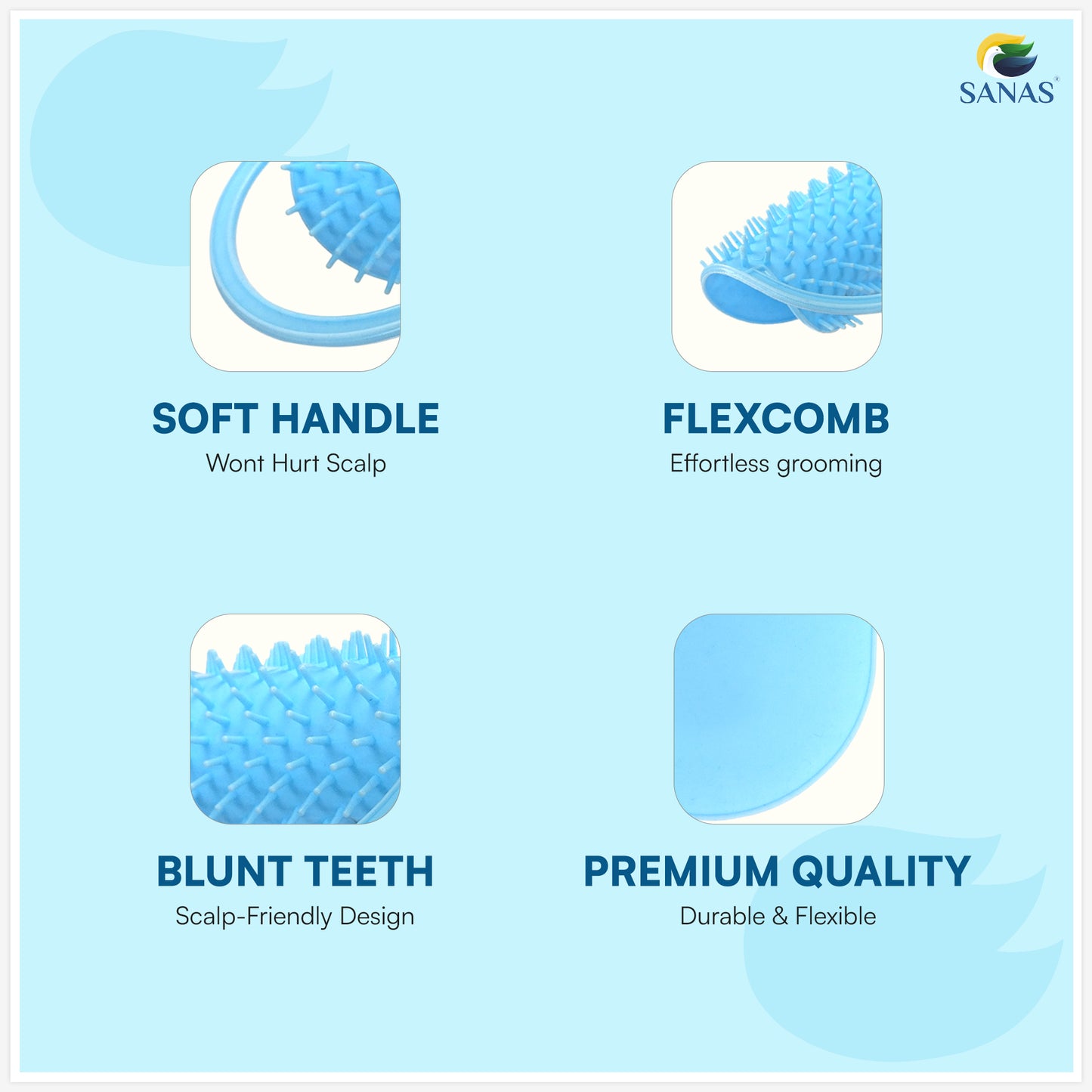 Sanas Portable Hair Palm Comb - 6Pcs