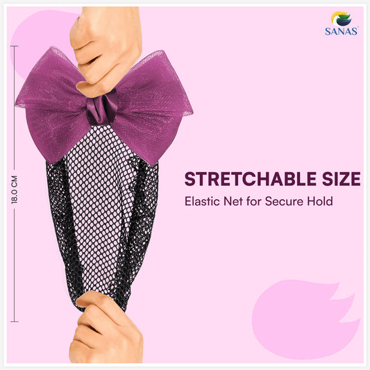 Sanas Hair Clip Juda Net For Women Shiny Purple Mesh Pattern (1Pc)