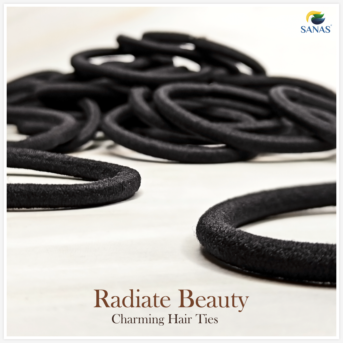 Sanas Black Korean Rubber Hair Band - 30Pcs