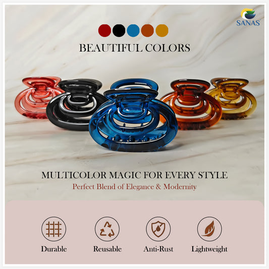 SANAS (4 Pcs) Acrylic Hair Clips Medium Trendy Non Slip Claw Clips Hair Accessories for Women (4 Pcs)