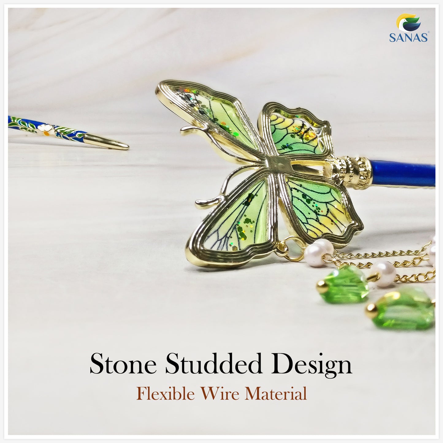 Sanas Resin Butterfly Juda Hair Stick - 1Pc