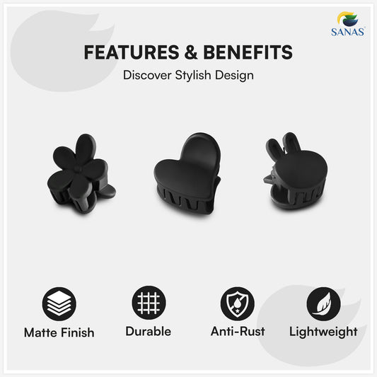 Colorful heart, flower and bunny hair clips for girls – Sanas 12 pcs