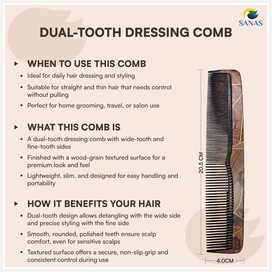 Sanas Comb Set For Women (7Pcs) Wood-Like Plastic Wooden Comb