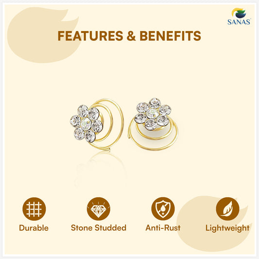 Sanas Pearl Spring Bun Pins – Easy Hair Bun Styling Accessories for Women – 12 Pcs