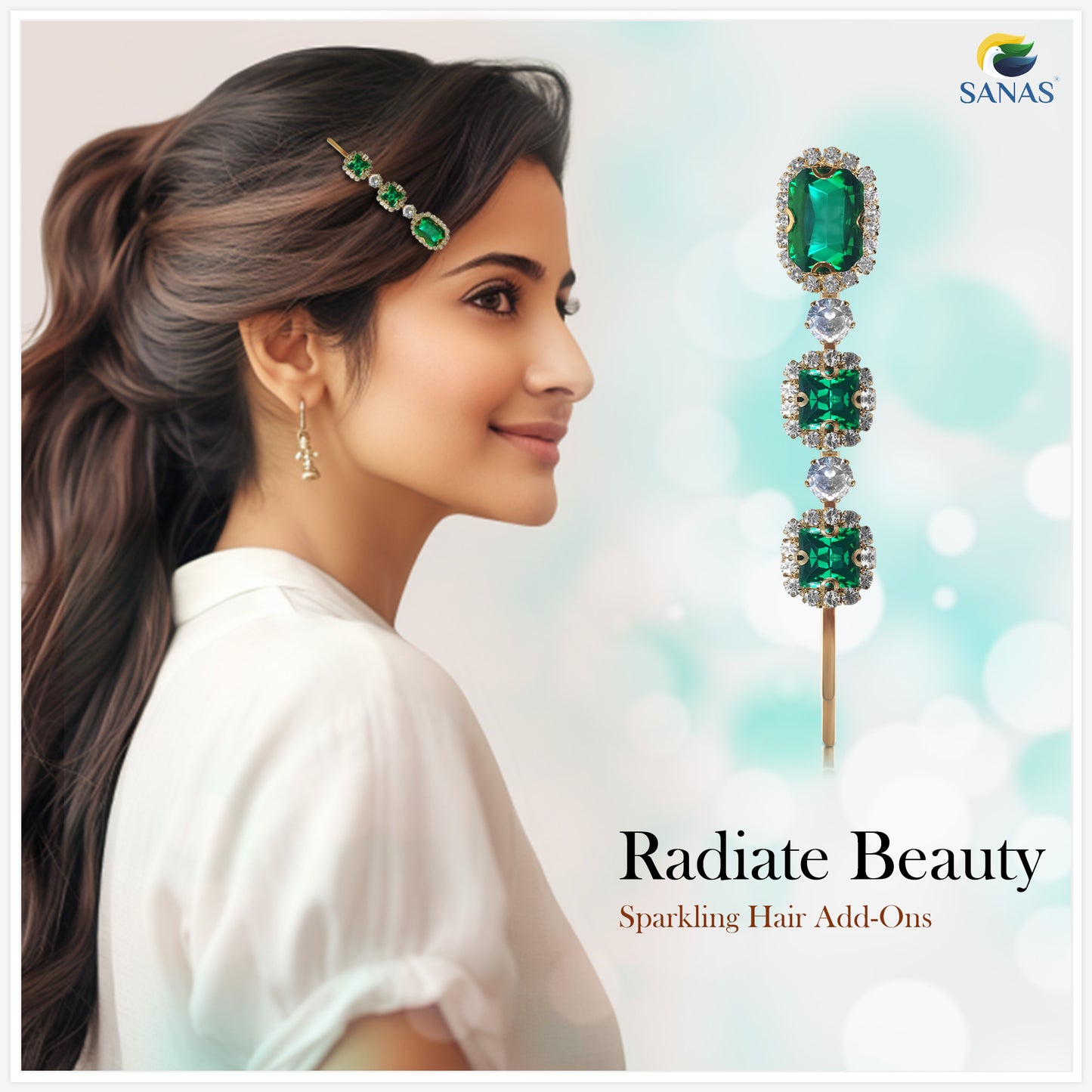 Sanas Rhinestones Decorative Hair Pins - 5Pcs